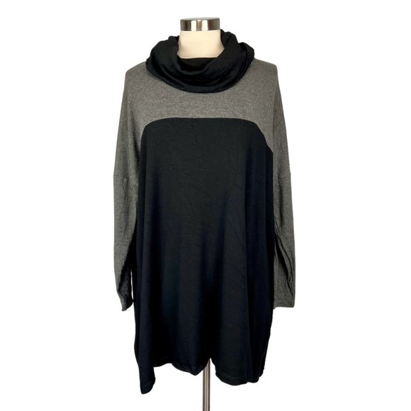Soft Surroundings Womens Cowl Neck Tunic Sweater Top Black Gray size Large - Picture 1 of 10